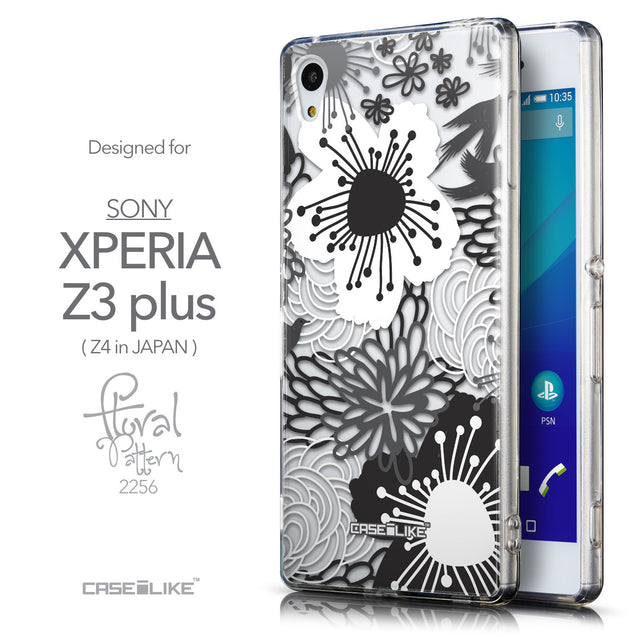 Front & Side View - CASEiLIKE Sony Xperia Z3 Plus back cover Japanese Floral 2256