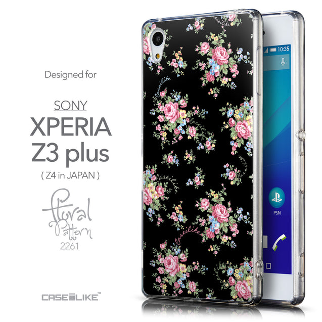 Front & Side View - CASEiLIKE Sony Xperia Z3 Plus back cover Floral Rose Classic 2261