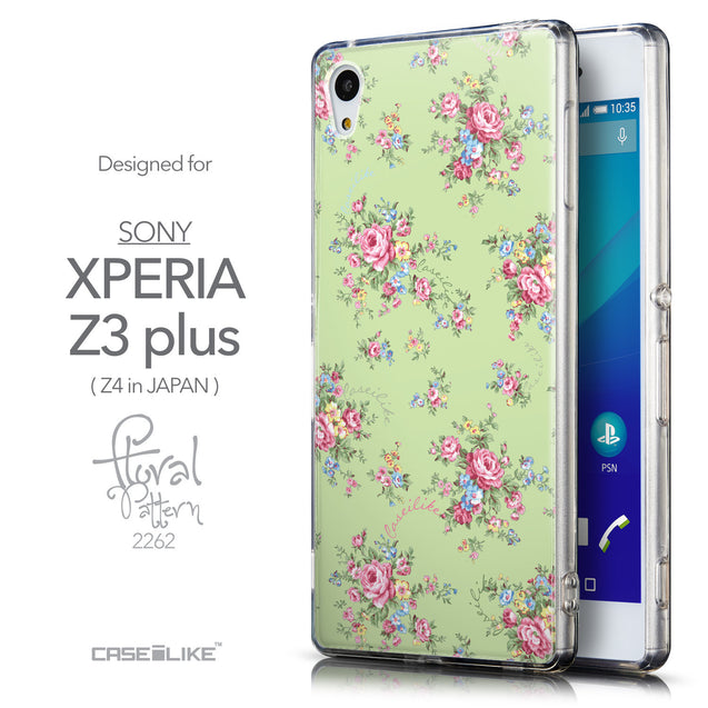 Front & Side View - CASEiLIKE Sony Xperia Z3 Plus back cover Floral Rose Classic 2262