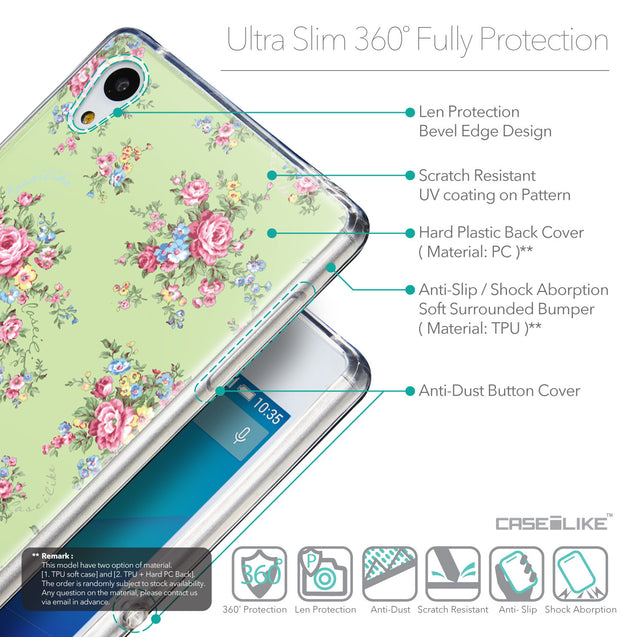 Details in English - CASEiLIKE Sony Xperia Z3 Plus back cover Floral Rose Classic 2262