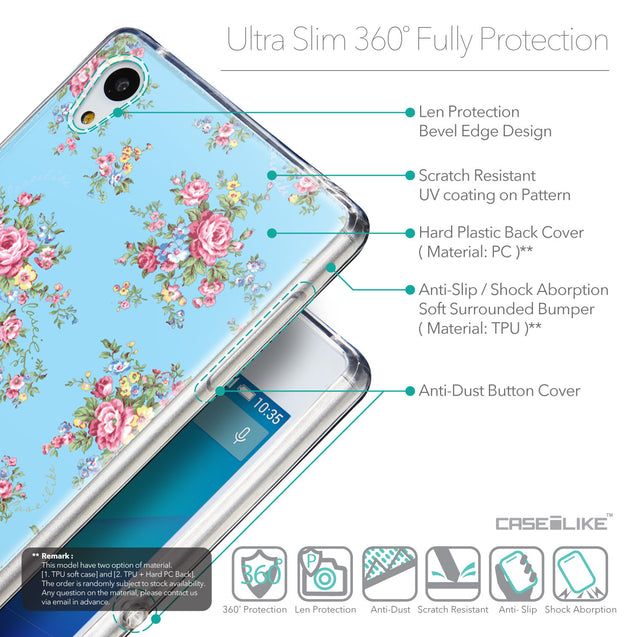 Details in English - CASEiLIKE Sony Xperia Z3 Plus back cover Floral Rose Classic 2263