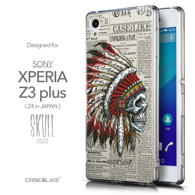 Front & Side View - CASEiLIKE Sony Xperia Z3 Plus back cover Art of Skull 2522