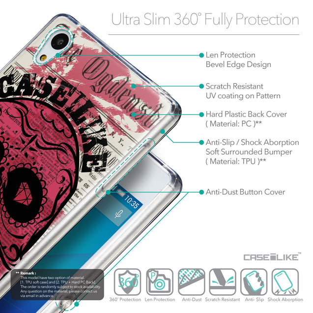 Details in English - CASEiLIKE Sony Xperia Z3 Plus back cover Art of Skull 2523