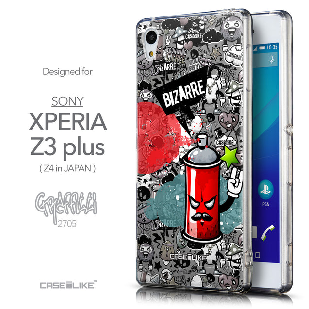Front & Side View - CASEiLIKE Sony Xperia Z3 Plus back cover Graffiti 2705
