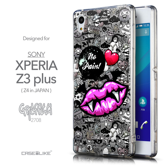 Front & Side View - CASEiLIKE Sony Xperia Z3 Plus back cover Graffiti 2708
