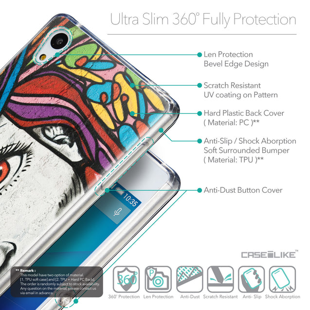 Details in English - CASEiLIKE Sony Xperia Z3 Plus back cover Graffiti Girl 2725