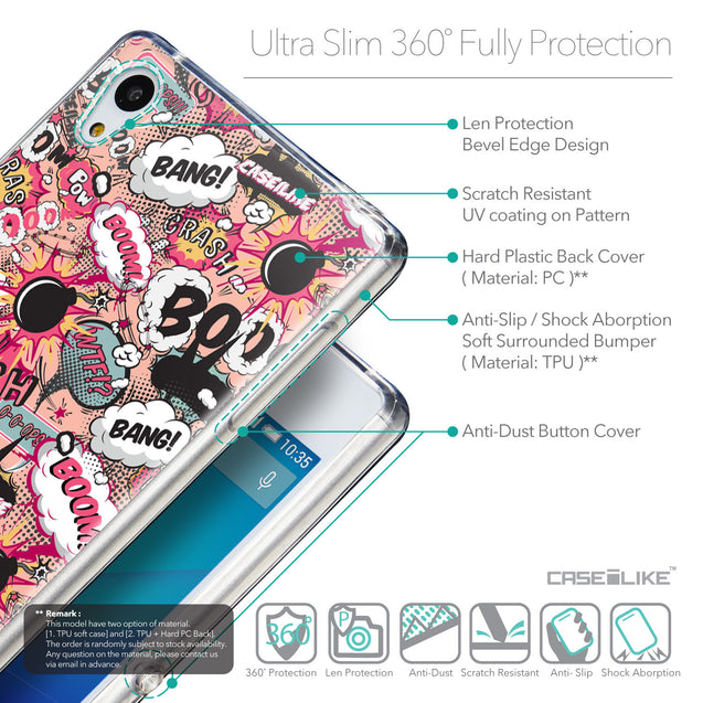 Details in English - CASEiLIKE Sony Xperia Z3 Plus back cover Comic Captions Pink 2912