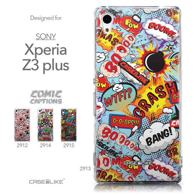 Collection - CASEiLIKE Sony Xperia Z3 Plus back cover Comic Captions Blue 2913