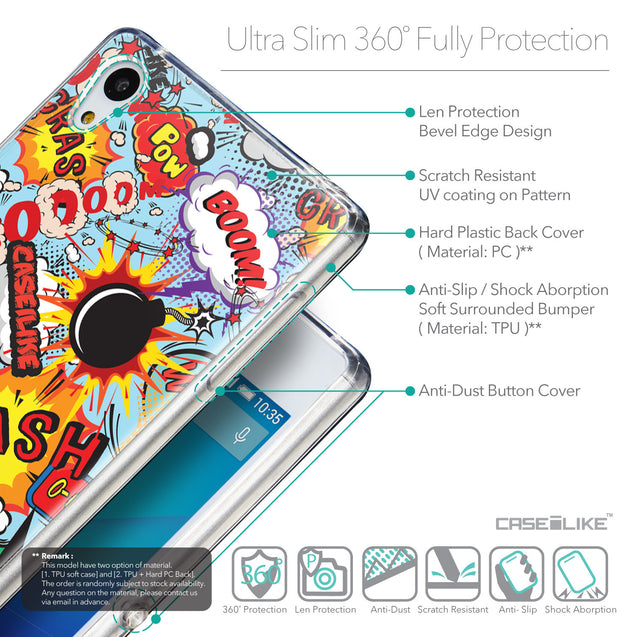 Details in English - CASEiLIKE Sony Xperia Z3 Plus back cover Comic Captions Blue 2913