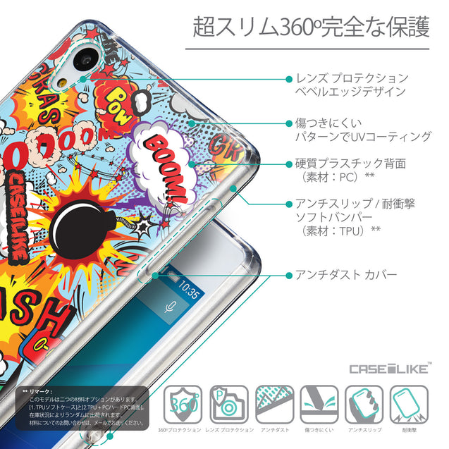 Details in Japanese - CASEiLIKE Sony Xperia Z3 Plus back cover Comic Captions Blue 2913