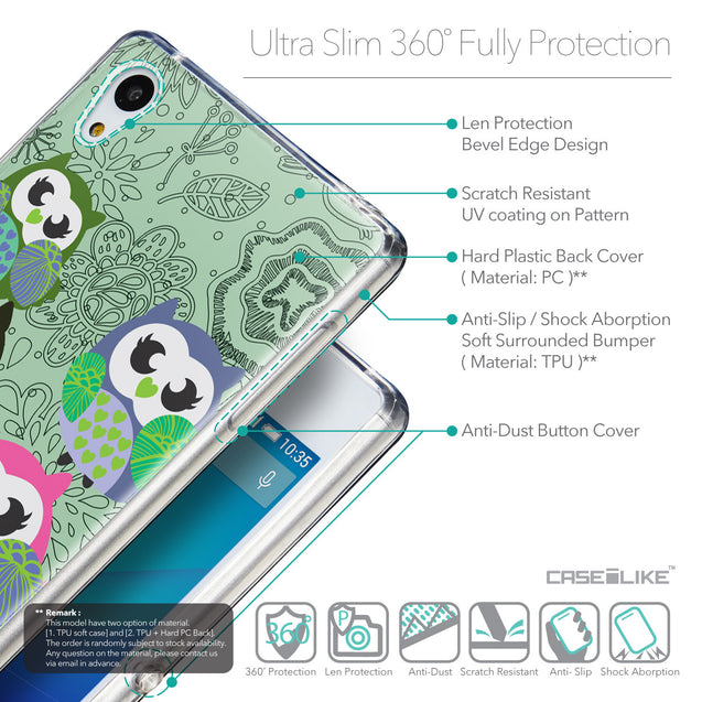 Details in English - CASEiLIKE Sony Xperia Z3 Plus back cover Owl Graphic Design 3313