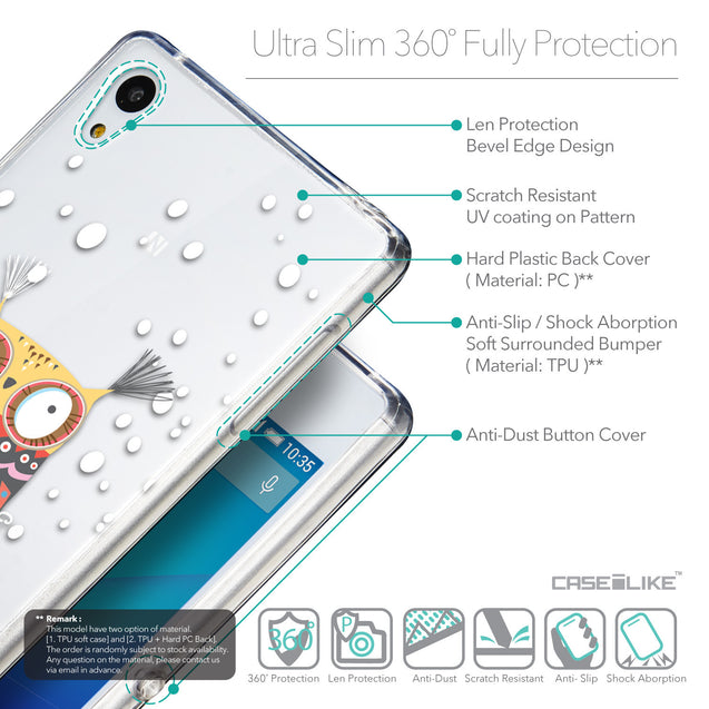Details in English - CASEiLIKE Sony Xperia Z3 Plus back cover Owl Graphic Design 3317