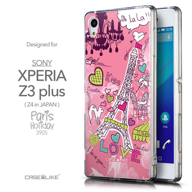 Front & Side View - CASEiLIKE Sony Xperia Z3 Plus back cover Paris Holiday 3905