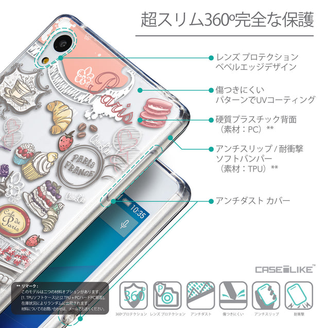 Details in Japanese - CASEiLIKE Sony Xperia Z3 Plus back cover Paris Holiday 3907