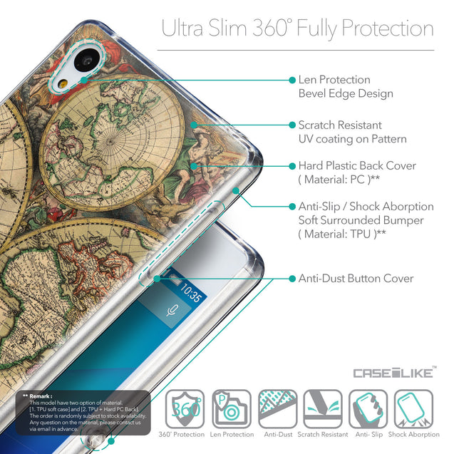 Details in English - CASEiLIKE Sony Xperia Z3 Plus back cover World Map Vintage 4607