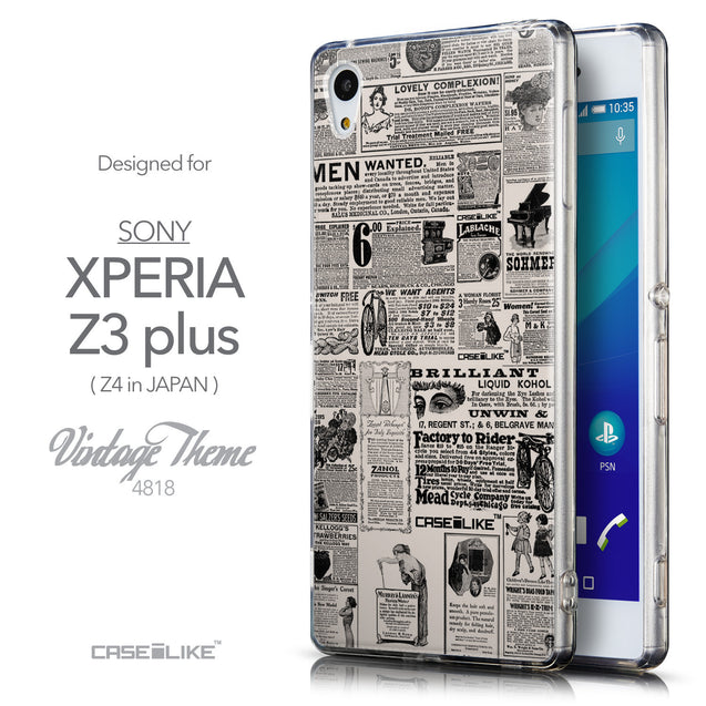 Front & Side View - CASEiLIKE Sony Xperia Z3 Plus back cover Vintage Newspaper Advertising 4818