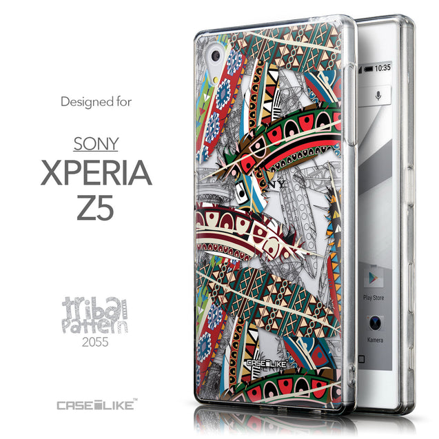 Front & Side View - CASEiLIKE Sony Xperia Z5 back cover Indian Tribal Theme Pattern 2055