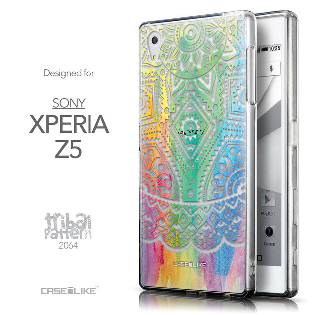Front & Side View - CASEiLIKE Sony Xperia Z5 back cover Indian Line Art 2064