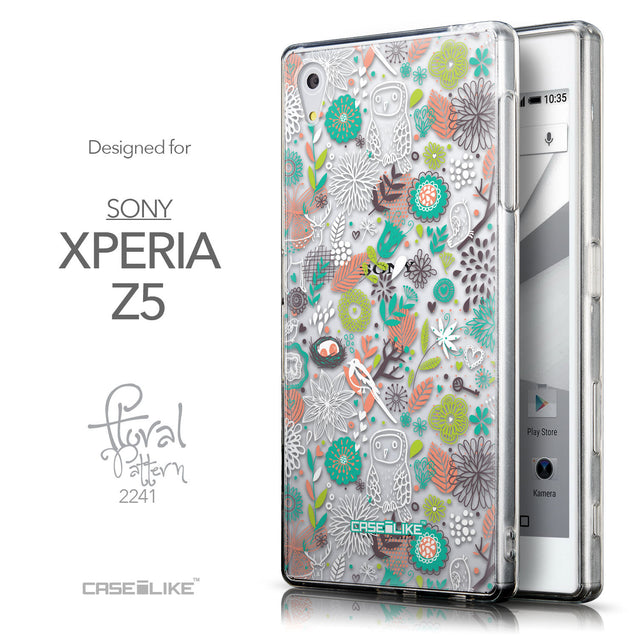 Front & Side View - CASEiLIKE Sony Xperia Z5 back cover Spring Forest White 2241