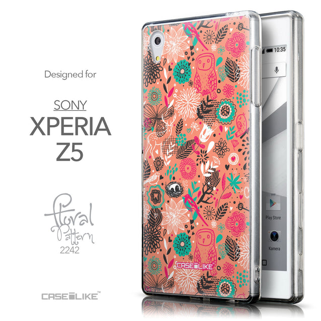 Front & Side View - CASEiLIKE Sony Xperia Z5 back cover Spring Forest Pink 2242