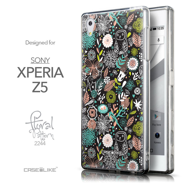 Front & Side View - CASEiLIKE Sony Xperia Z5 back cover Spring Forest Black 2244