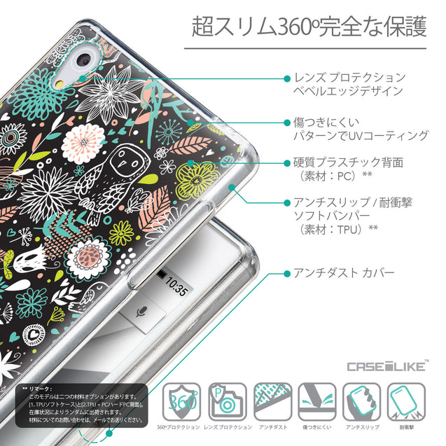 Details in Japanese - CASEiLIKE Sony Xperia Z5 back cover Spring Forest Black 2244