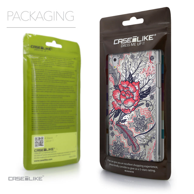 Packaging - CASEiLIKE Sony Xperia Z5 back cover Vintage Roses and Feathers Beige 2251