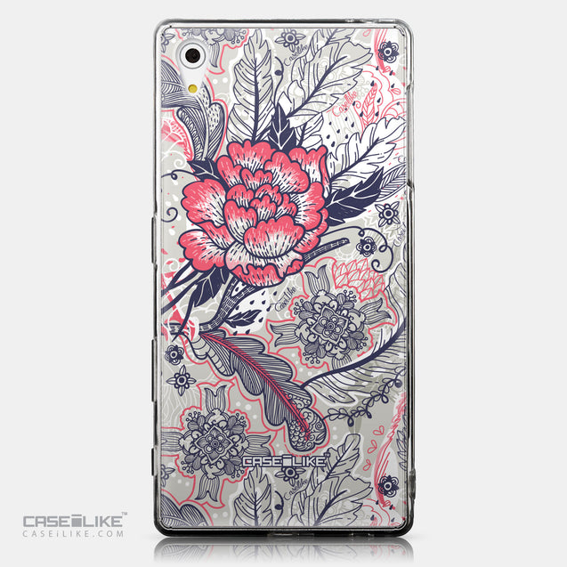 CASEiLIKE Sony Xperia Z5 back cover Vintage Roses and Feathers Beige 2251