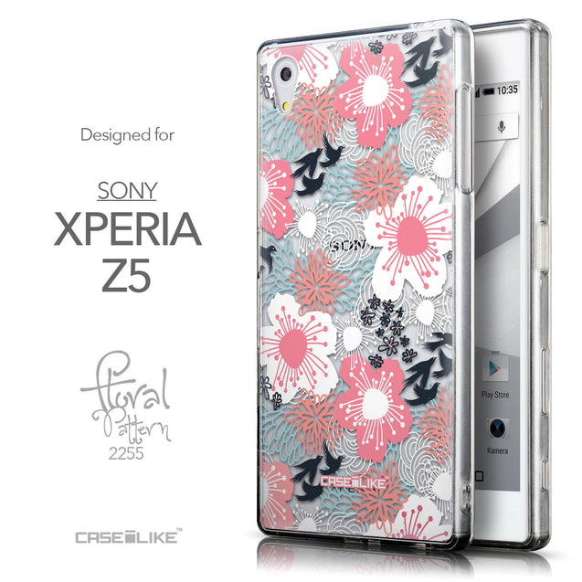 Front & Side View - CASEiLIKE Sony Xperia Z5 back cover Japanese Floral 2255