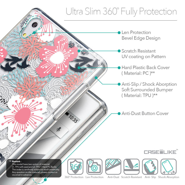 Details in English - CASEiLIKE Sony Xperia Z5 back cover Japanese Floral 2255