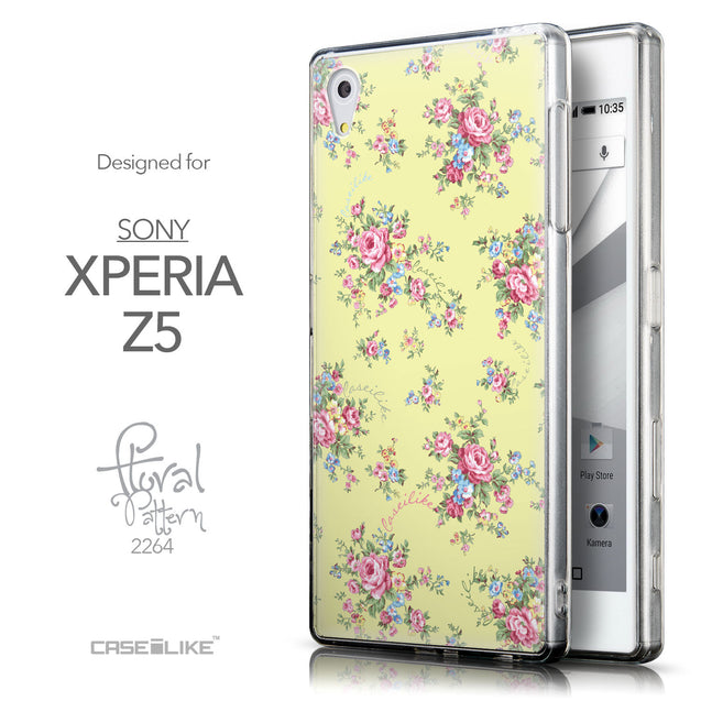 Front & Side View - CASEiLIKE Sony Xperia Z5 back cover Floral Rose Classic 2264