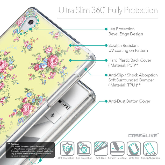 Details in English - CASEiLIKE Sony Xperia Z5 back cover Floral Rose Classic 2264