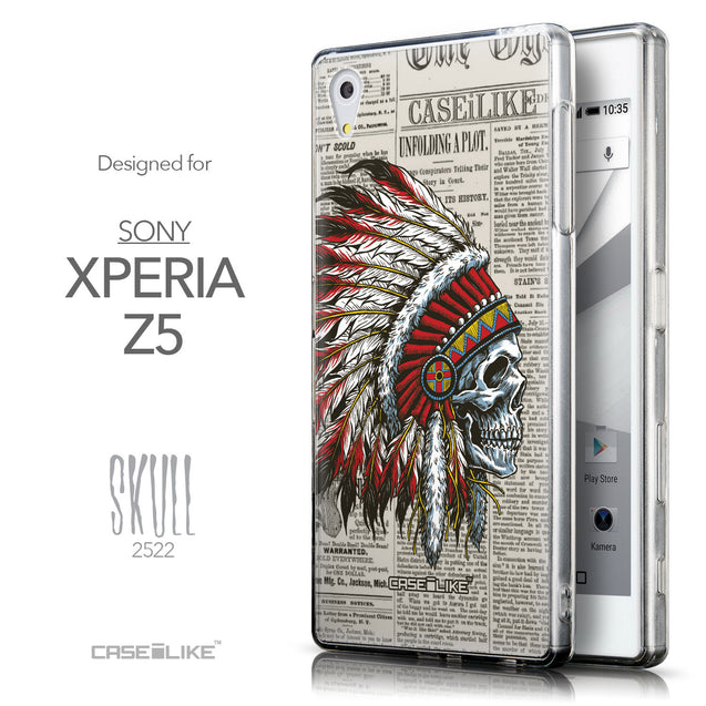 Front & Side View - CASEiLIKE Sony Xperia Z5 back cover Art of Skull 2522
