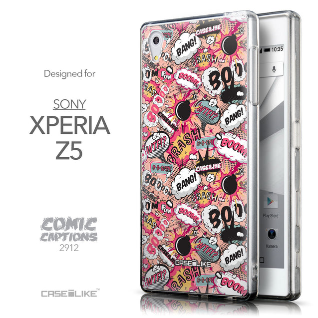 Front & Side View - CASEiLIKE Sony Xperia Z5 back cover Comic Captions Pink 2912