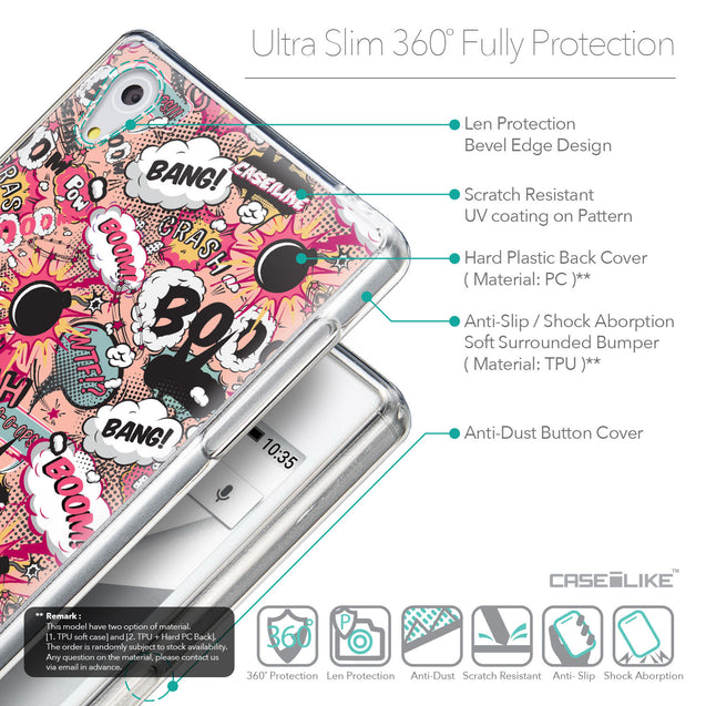 Details in English - CASEiLIKE Sony Xperia Z5 back cover Comic Captions Pink 2912