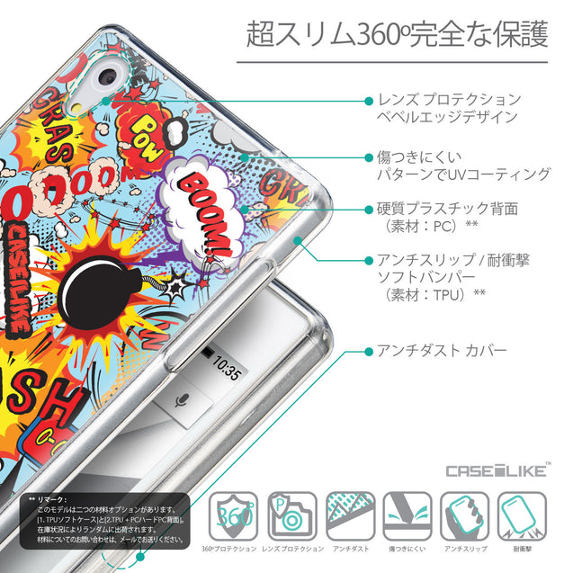 Details in Japanese - CASEiLIKE Sony Xperia Z5 back cover Comic Captions Blue 2913