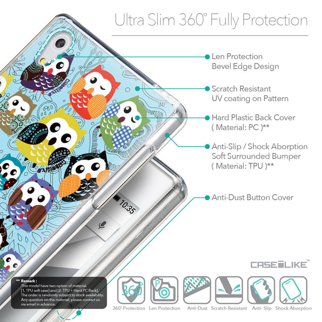 Details in English - CASEiLIKE Sony Xperia Z5 back cover Owl Graphic Design 3312