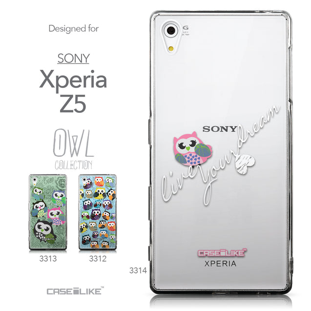 Collection - CASEiLIKE Sony Xperia Z5 back cover Owl Graphic Design 3314