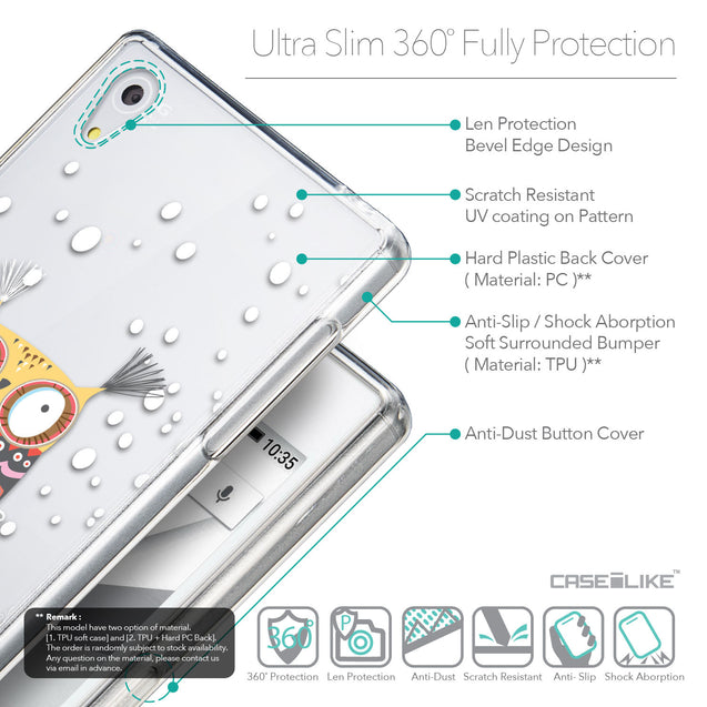 Details in English - CASEiLIKE Sony Xperia Z5 back cover Owl Graphic Design 3317