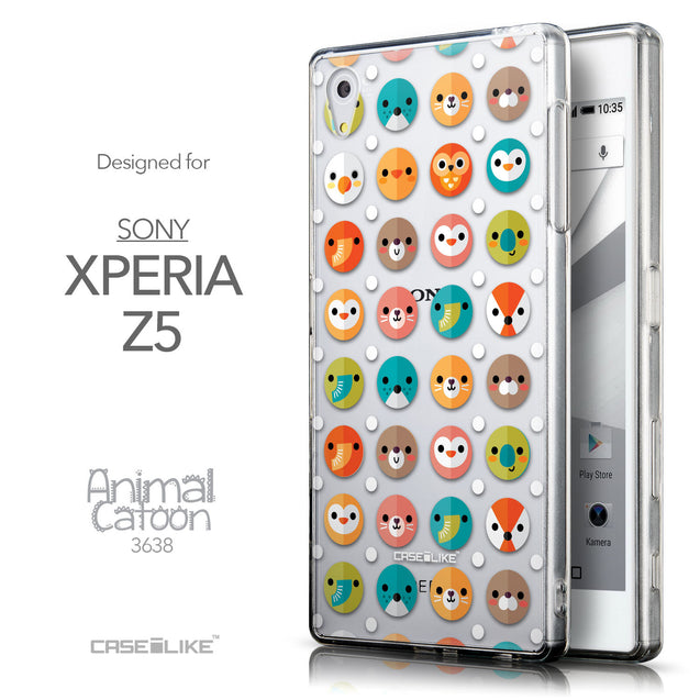 Front & Side View - CASEiLIKE Sony Xperia Z5 back cover Animal Cartoon 3638