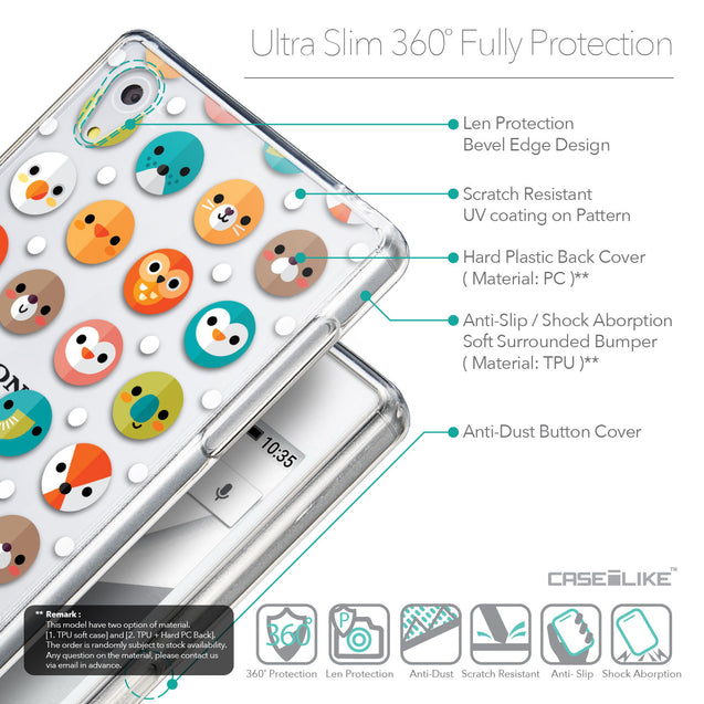 Details in English - CASEiLIKE Sony Xperia Z5 back cover Animal Cartoon 3638