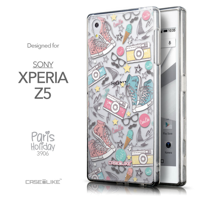 Front & Side View - CASEiLIKE Sony Xperia Z5 back cover Paris Holiday 3906