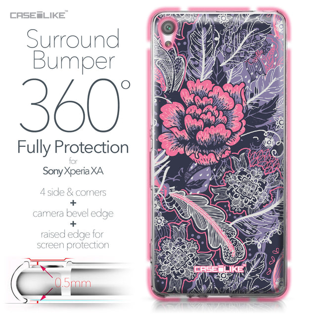 Sony Xperia XA case Vintage Roses and Feathers Blue 2252 Bumper Case Protection | CASEiLIKE.com