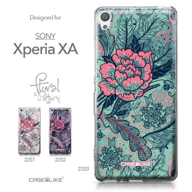 Sony Xperia XA case Vintage Roses and Feathers Turquoise 2253 Collection | CASEiLIKE.com