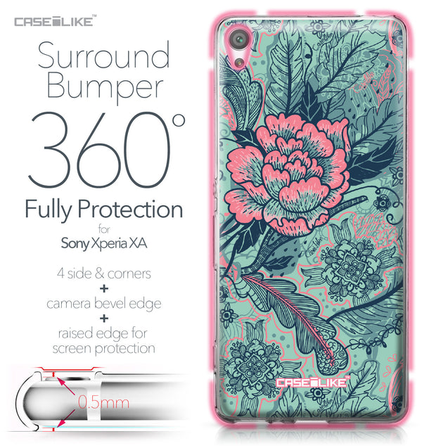 Sony Xperia XA case Vintage Roses and Feathers Turquoise 2253 Bumper Case Protection | CASEiLIKE.com