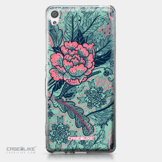 Sony Xperia XA case Vintage Roses and Feathers Turquoise 2253 | CASEiLIKE.com